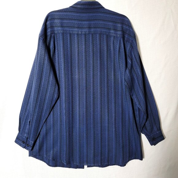 City Streets Mens Dress/Casual Shirt Sz L Button Down Long Sleeve Blue & Black - Picture 2 of 10